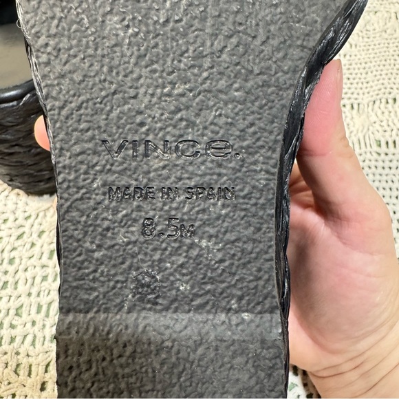 Vince Black Leather Wedges *Gilian Espadrille Wedges* Size 8.5 - Picture 6 of 7